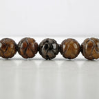 13" Calligraphy Brush Hand Carved Round Jade Beads Dark Brown
