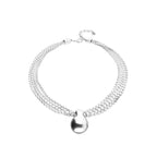 Short Necklace with Silver Threads and Large Sphere