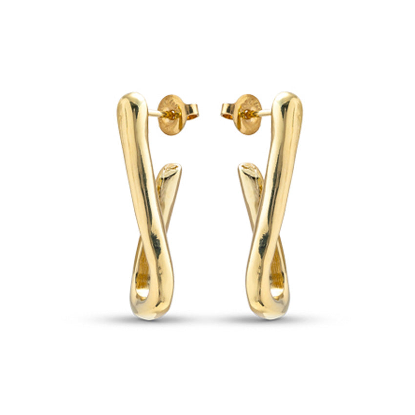 Link Shaped Hoop Earrings Gold