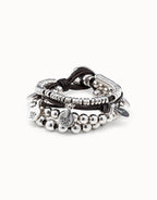 Leather beaded bracelet with charms