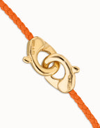 Orange leather bracelet with interlocking carabine