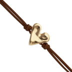 Brown leather bracelet with heart detail