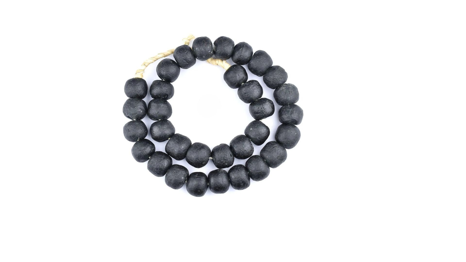 Jumbo Charcoal Black Recycled Glass Beads