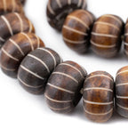 Large Carved Brown Bone Beads